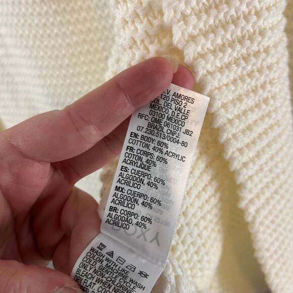 Roxy Ivory/Cream Open Front Chunky Open Knit Cardigan Casual Boho Medium - Picture 4 of 6